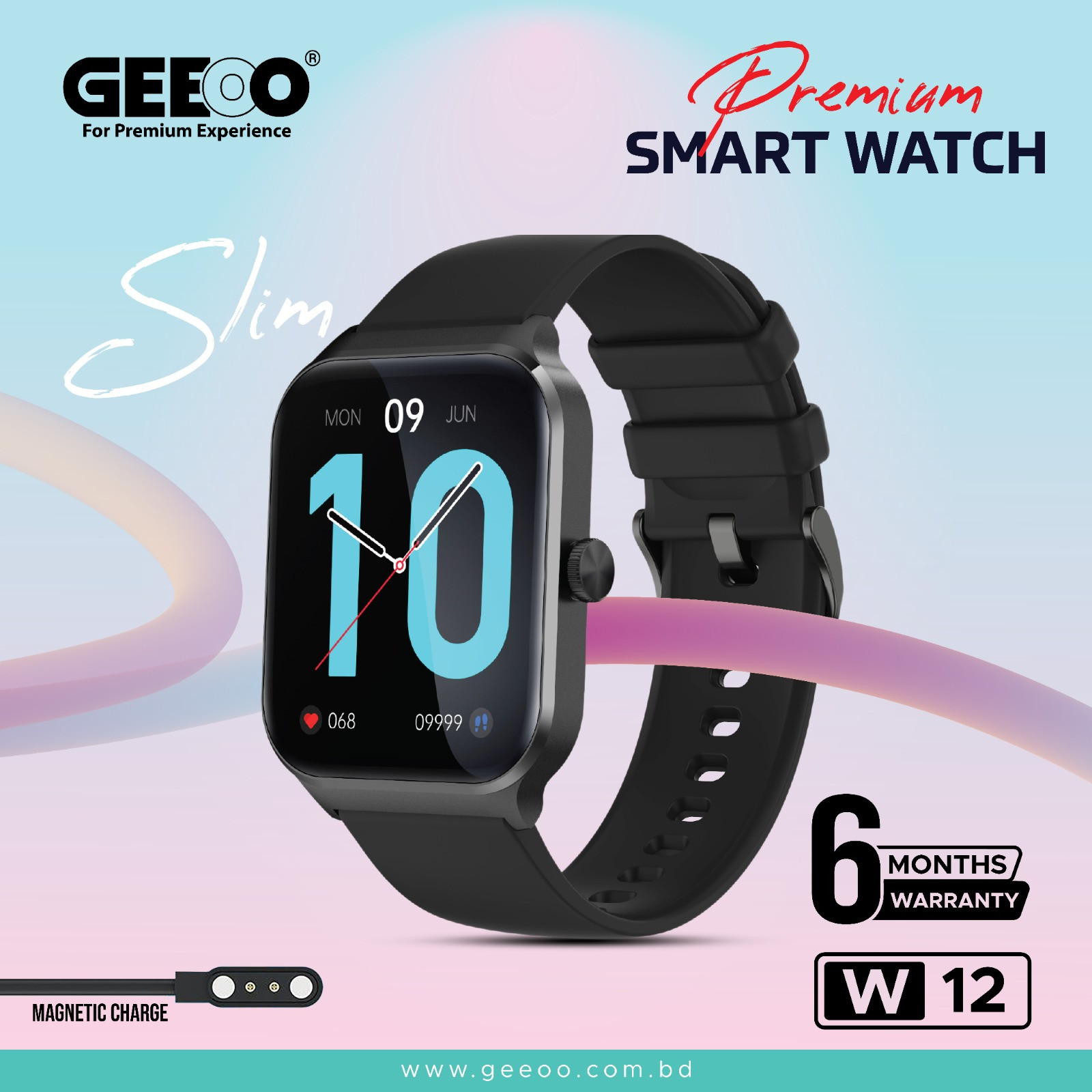 W12 Bluetooth Calling Waterproof Smartwatch